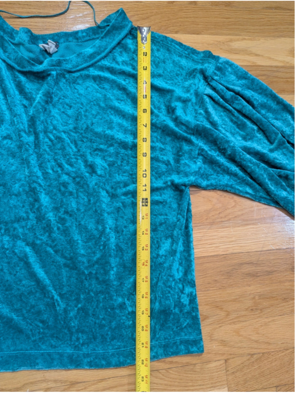 Free People Milan Teal Crushed Velvet Long Sleeve Top Small - Picture 12 of 13